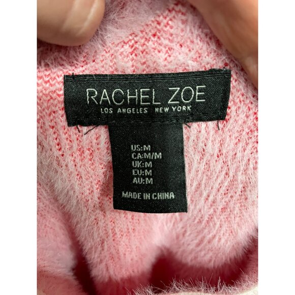 Rachel Zoe Pink Pullover Sweater With Red Hearts Print Mock Neck Womens Medium S - Picture 4 of 8